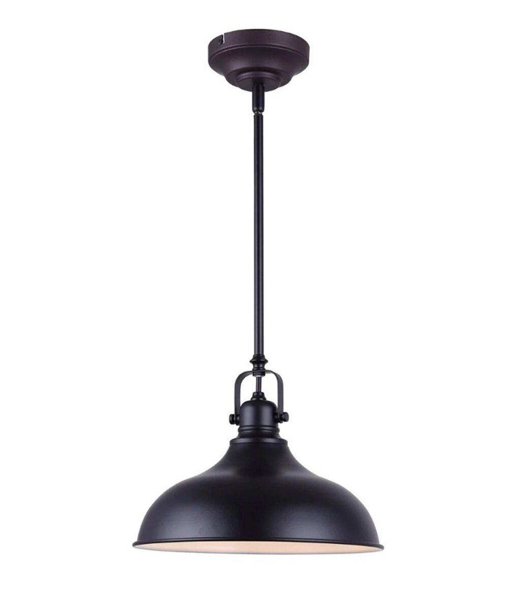 GREENCHOICE SUSSEX BLACK LED PENDANT WITH METAL SHADE - BLACK